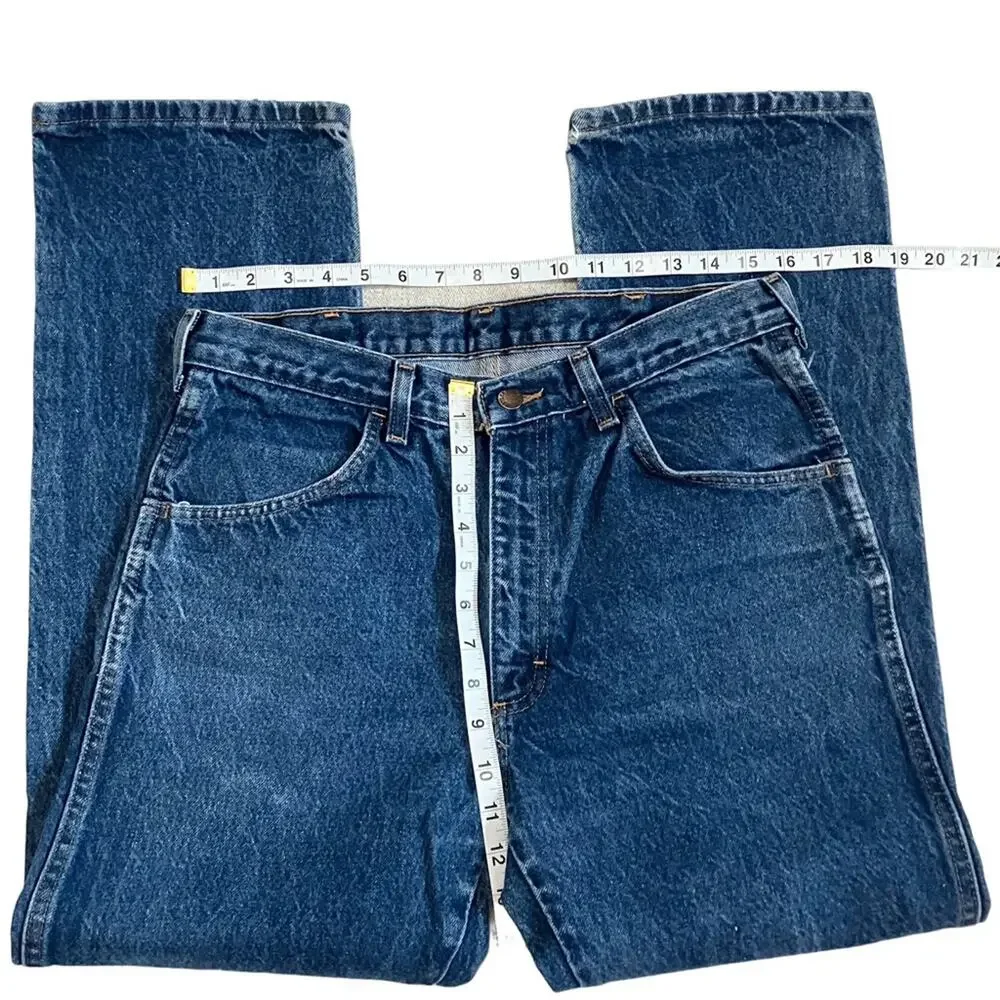 Rustler Blue Straight Jeans with Regular Fit and Contrast Stitching 34X30
